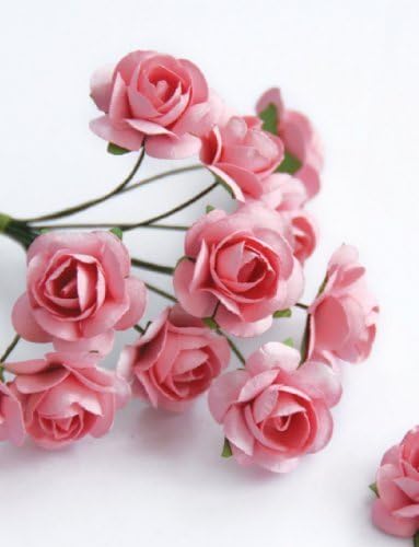 Zva Creative Mini Rose Bulk Paper Flowers .5' (12mm) 144 Stems Pink by BadaBadaBingo