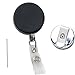 Heavy Duty Badge Reel with Metal Cord and Belt Clip - All Metal Retractable ID Holder with Steel Wire Cable - Industrial Black & Chrome Finish - Key, Name Card Holders by Specialist ID