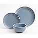 Gibson Home Rockaway Round Stoneware Dinnerware Set, Service for 4 (12pcs), Matte Blue