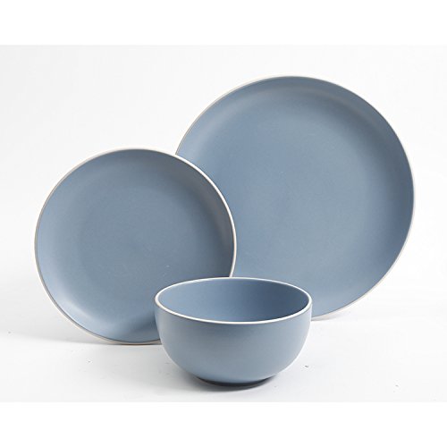 image for Gibson Home Rockaway 12-Piece Dinnerware Set Service for 4, Blue Matte