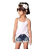 DDLBiz Kids Baby Girls Outfits Set Tank Top T-shirt Dress+Jeans Pants Clothes (Size:120(Age: 6-7Y))