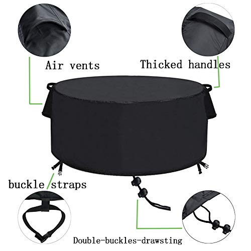 TheElves Fire Pit Cover,60 Inch Firepit Covers Round Waterproof Outdoor Patio Firelace Cover