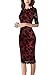 MABELER Women Haf Sleeve Vintage Floral Crochet Lace Cocktail Party Pencil Dress