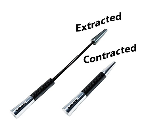 RETRACTABLE SILVER and BLACK Machined CNC Aluminum and BLACK Real CARBON FIBER 4.5" to 8" inch Antenna for KIA SPORTAGE 05-15