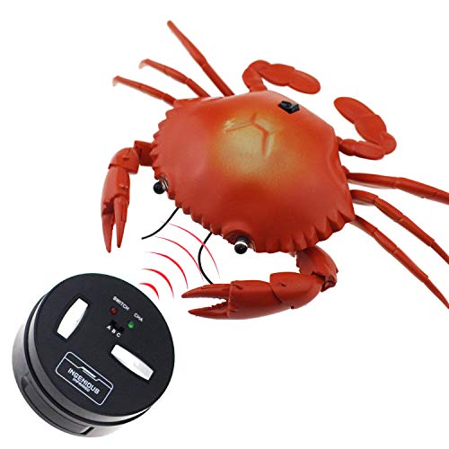 Tipmant RC Crab Animal Toy Radio Remote Control Car Vehicle Electronic Fake Insect for Kids Birthday Gift Christmas Halloween (Red)