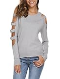 Soteer Women's Cashmere Cold Shoulder Long Sleeve Turtleneck Vintage Pullover Sweater Dark Grey S