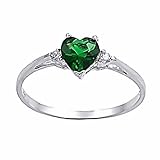 Jadyn: Heart-cut Simulated Emerald and IOF CZ Promise Friendship Ring 925 Silver, 3144
