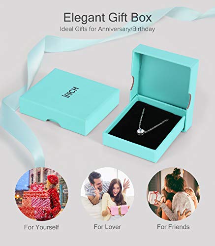 IRICH 14K White Silver Plated Cubic Zirconia Necklace for Women, Dainty Pendant Necklace for Women Girls Jewelry Gifts, Silver, 19 Inches