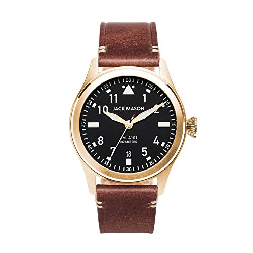 Jack Mason Men's Watch Aviator Brown Leather Strap JM-A101-206