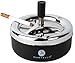 Mantello Round Push Down Cigarette Ashtray with Spinning Tray, Large, Black primary