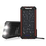 POWERADD Apollo 2 Portable Solar Charger 12000mAh External Batteries with Dual USB Ports, Solar Power Bank with Flashlight for Camping, Outdoor Activities