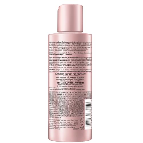 L'Oreal Paris EverPure Sulfate Free Bond Repair Pre Shampoo Treatment, Hair Repair for Colored, Bleached or Damaged Hair, 5.1 Fl Oz
