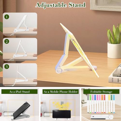 DIY LED Note Board, Acrylic Dry Erase Glowing Board with Adjustable Stand & 12 Colourful Markers Light Up Memo Message Boards Night Light Doodle Luminous Drawing Boards for Home Office Gift Festival