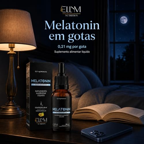 Melatonina em Gotas Sublingual 90ml Maracujá ELLYM NUTRITION Rápida Absorção Efeito Imediato 0,21mg Melatonin por Gota