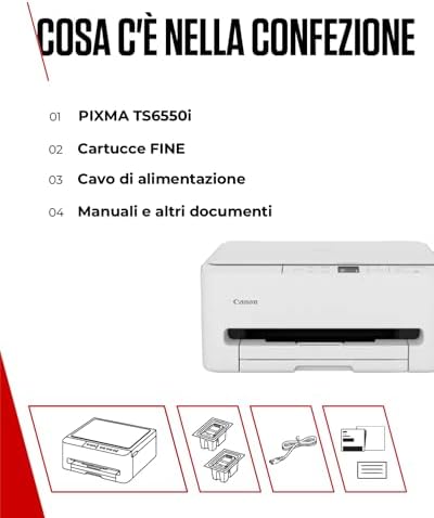 PIXMA TS6550I - Stampante Multifunzione con Connettività Wi-Fi e Display OLED da 1,42” | Wireless per Stampa Facile dal Tuo Smartphone PIXMA Print Plan