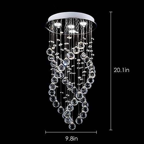 Modern K9 Raindrop Crystal Chandelier, Elegant Flush Mount 4 LED Ceiling Lighting Fixtures for Bedroom, Living Room, Bathroom, Hallway