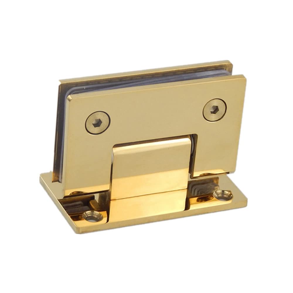 Heavy Duty 90 Degree Glass Door Cupboard Showcase Cabinet Clamp Glass Shower Doors Hinge Replacement Parts Wall-to-Glass (Titanium-Gold Chrome)