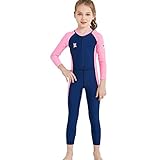 DIVE & SAIL Girls Long Sleeve Rash Guard UPF 50+ Full Swimsuit for Boys Kids