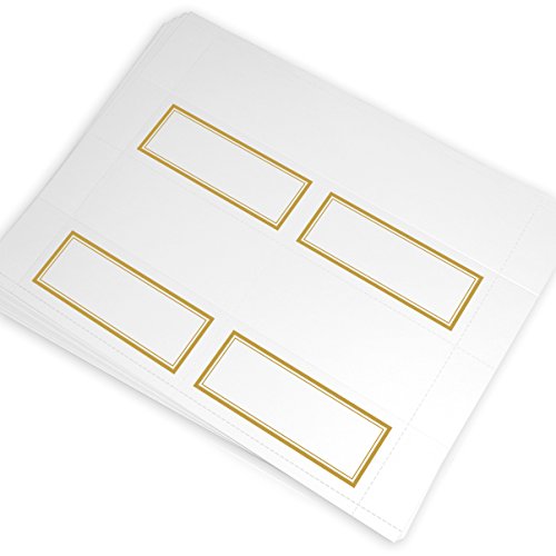 Documents and Designs Double Line Border Easy Print Place Cards, Pearl White, Gold, Set of 150 (38 Sheets)