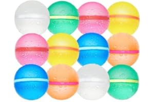 BADHACK 12 Pack Reusable Water Balloons For Kids, Summer Pool Beach Party Game Toys for Boys and Girls, Quick Fill Splash Balls Bomb Supplies Outdoor Activities