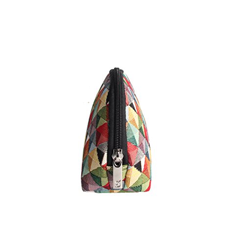 Signare Womens Fashion Canvas Tapestry Cosmetic Make-up Bag in Multicoloured Triangle Design