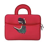 MoKo 7-8 Inch Kid Sleeve for Amazon Tablet, Neoprene Case Bag Fits Fire HD 8, Fire 7 Tablet, Fire 7 Kids Edition 2019/2017, Kindle E-Reader, Kindle Oasis 2017, Boogie Board Jot 8.5 - Dinosaur Red