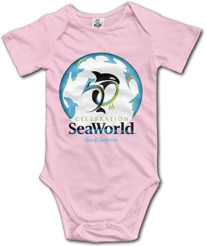 SeaWorld 50th Celebration Logo Baby Girls Pink Romper Bodysuit