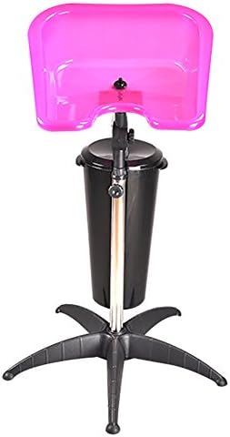 SOSALON Height Adjustable Portable Salon Barber Beauty Storage Deep Hair Shampoo Basin Sink Hair Treatment Bowl with Barrel,rose