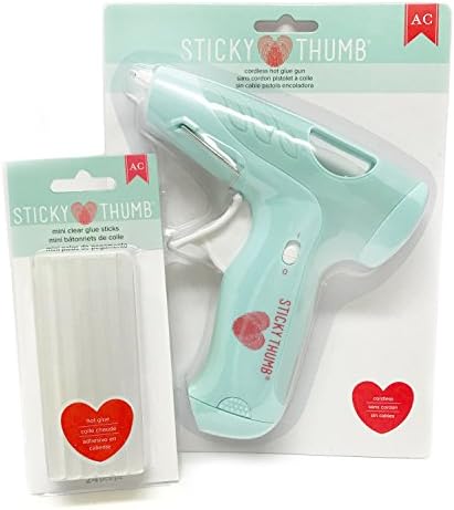 American Crafts Tools Sticky Thumb Glue Gun Cordless Mini Glue Gun Pack With Additional 24 Pack Mini Hot Temp Glue Sticks Bundle