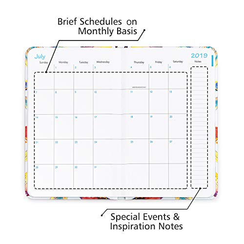 Cabbrix 2019-2020 Planner Academic Year Daily Weekly & Monthly Calendar Planner, Hardcover, Feather Pattern (5.5"x 8")