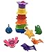 MOLICUI 14 Pack Bath Toy, Fishing Floating Squirts Toy Water Scoop Stacking Cups, Fish Net Game in Bathtub Bathroom Pool Bath Time Kids Toddler Baby Boys Girls, Bath Tub Spoon