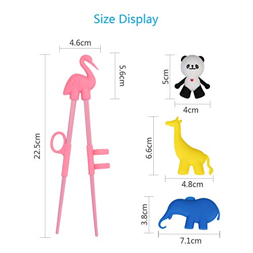 Training Chopsticks for Children Adults,LANMOK 4 Pairs Children's Chopsticks with Helpers Multi Animal Style Design Learning Chopstick Set Reusable Fun Helper for Kids Child Right or Left Handed - Thumbnail 6