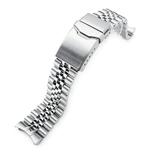 22mm Super Jubilee 316L Stainless Steel Watch Band for Seiko SKX007, Button Chamfer