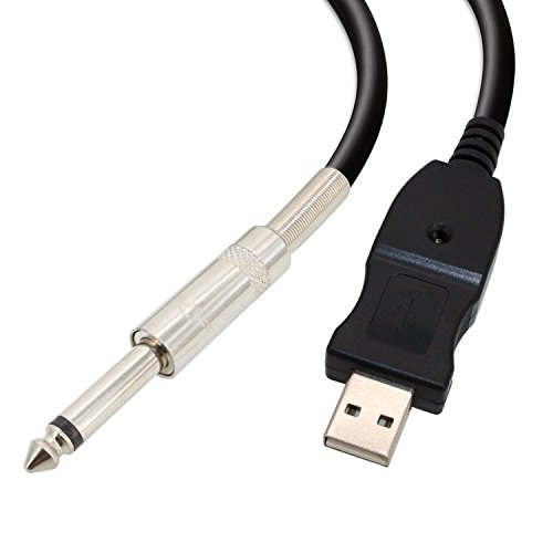 USB Guitar Cable 10ft,Guitar Bass to PC USB Recording Cable Adapter Converter Connection Interface, USB to 6.5mm Jack Computer Recording Cable