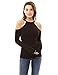PattyBoutik Women Halter Cold Shoulder Keyhole Back Blouse (Black Small)