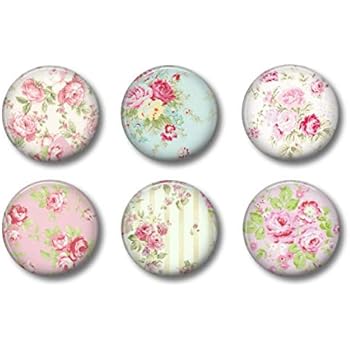 Vintage Shabby Chic Roses Office Decor Magnets - Farmhouse Style with Roses - 1.75