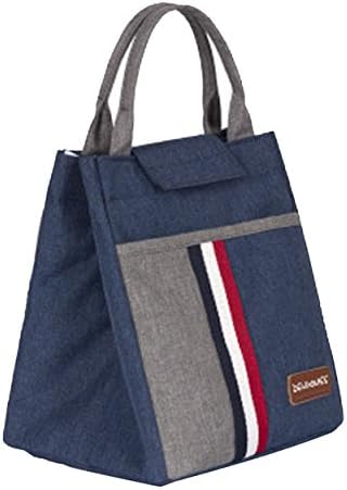 Denim Blue Insulated Lunch Bag Tote for Working Women/Men/Kids/Picnic Style B