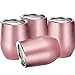 Skylety Triple-Insulated Stemless Wine Tumbler Set, Stainless Steel Stemless Wine Cup with Lids, Drink-ware Glasses for Wine, Champagne, Cocktails and Beer, 12 Oz , 4 Pack (Rose Gold 2 )