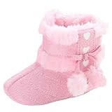 Voberry Baby Toddler Girls Knit Soft Winter Warm Snow Boot Fur Trimmed Pom Pom Boots (0~6 Month, Pink 2)