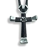 Black Horseshoe Nail Cross Necklace