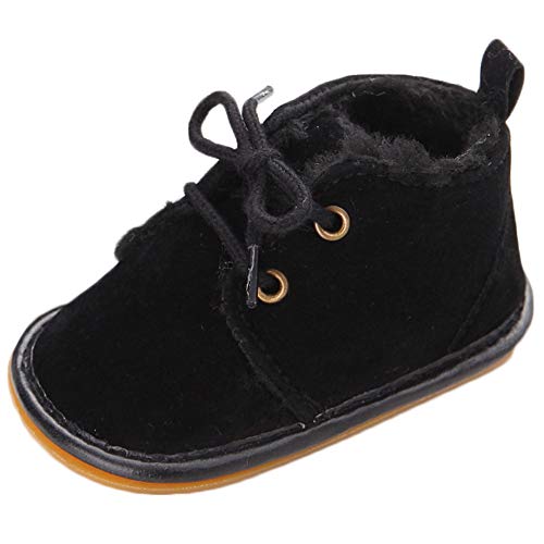 Fnnetiana Multicolor Unisex Baby Warm Non-Slip Soft Sole Boots Infant Prewalker Nursling Snow Shoes (6-12 Months, Black)