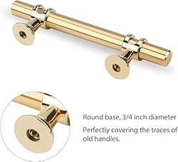 Haliwu 10 Pack Gold Cabinet Handles, Brushed Brass