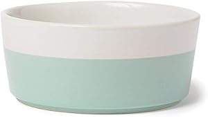 Waggo Dipper Ceramic Dog Bowl for Dog and Cat - Heavyweight and Durable Pet Food and Water Dish Crock (Small, Mint)