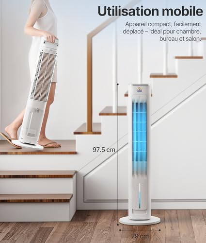 EXNOS Silent Air Cooler - Alternative Air Conditioner Mobile Without Evacuation, 75° Oscillation, 12H Timer, Remote Control, White