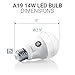 Hyperikon A19 LED Light Bulb, 14W=75W, Non Dimmable, E26, UL, Daylight White, 6 Pack