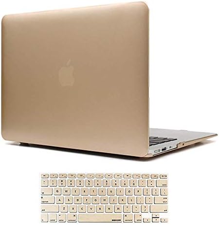 AmaBe for MacBook Air 11 inch/11.6" Case Model: A 1370 / A 1465,Bundle 2 in 1 Rubberized Hard Shell Cover Case + Silicone Keyboard Cover Skin Gold