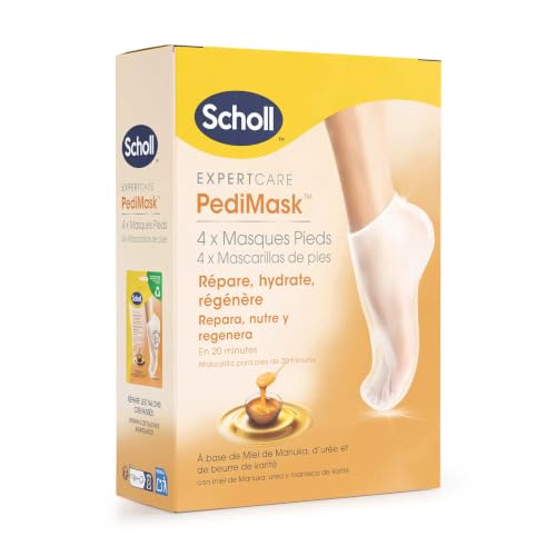 Dr. Scholl’s Masque Hydratant et Réparateur Intensif au Miel de Manuka pour les peaux sèches et fissurées Des Pieds Visiblement plus Lisses en Seulement 20 Minutes - Lot de 4 paires