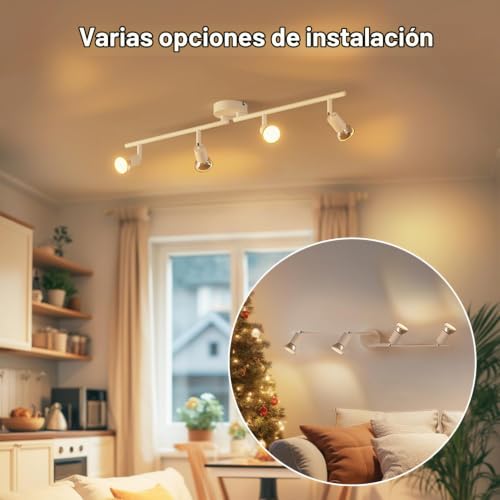 LVWIT White Ceiling Lights for Kitchen, Ceilings, 4 Way Ceiling Lights, Living Room, GU10 Base for Living Room, Bedroom, Dining Room (No Bulb)