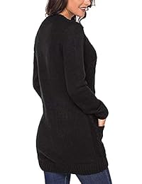 LookbookStore Abrigo de punto para mujer, con botones, parte delantera abierta