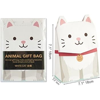 Gotome Animal Gift Bag Origami Paper Bag White Cat Large 75x39x106 19x10x27cm
